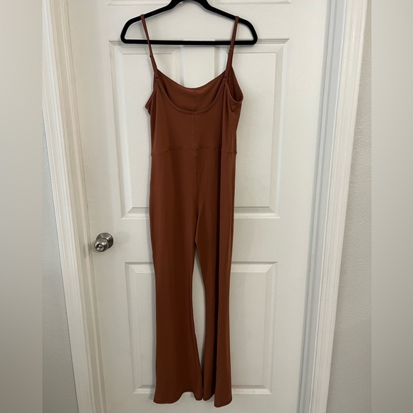 NWT Chocolate Athletic Flared-Leg Jumpsuit - Picture 3 of 3